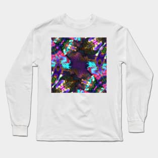 Psychedelic Hippie Square Purple Pink and Blue Long Sleeve T-Shirt